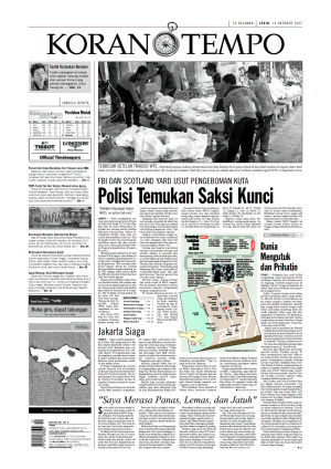 FBI dan Scotland Yard Usut Pengeboman Kuta Polisi Temukan Saksi Kunci