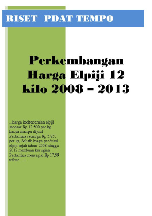 Perkembangan Harga Elpiji 12 Kilo  2008-2013