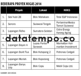 Bebarapa Proyek Migas 2014.