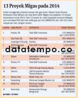 13 Proyek Migas pada 2014.