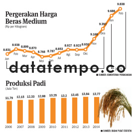 Pergerakan harga Beras Medium.