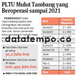 PLTU Mulut Tambang yang Beroperasi sampai 2021.