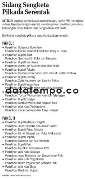 Sidang Sengketa Pilkada Serentak.